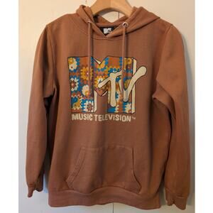 MTV Groovy Floral Vintage Brown Hoodie  Medium